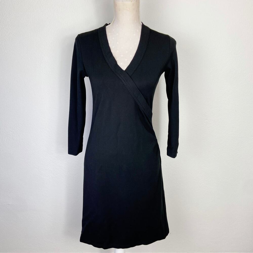 Society New York Surplice Knit Dress Size XS Black V Neck Stretch‎ LBD V Neck